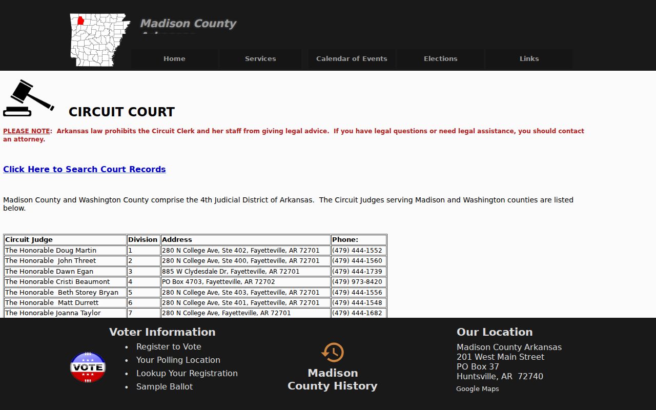 Madison County circuit court warrant record route