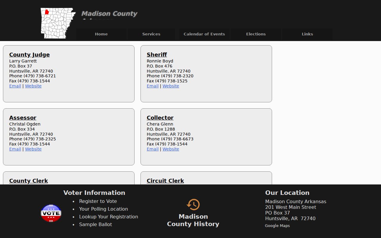 Madison County clerk directory for warrant records